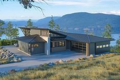 this is an artist's rendering of a modern house on the edge of a mountain