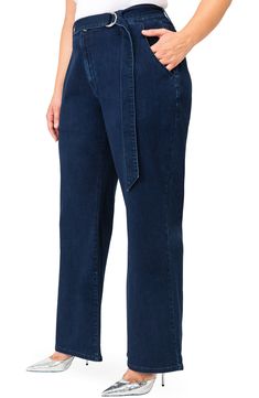 Elevate your denim game in these sophisticated and stretchy high-waisted pants, styled with a drapey D-ring belt and flattering wide-leg silhouette. Style Name:Standards & Practices Zahra Belted Denim Pants (Plus Size). Style Number: 5802054. Available in stores. Indigo Jeans, Pants Plus Size, Wide Leg Denim, Denim Pant, D Ring, Trouser Jeans, Wide Leg Trousers, Fashion Advice, High Waisted Pants