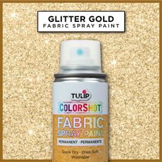 a bottle of glitter gold fabric spray paint