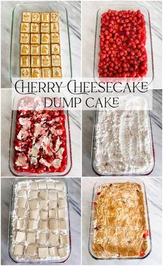 four different types of cherry cheesecake dump cake