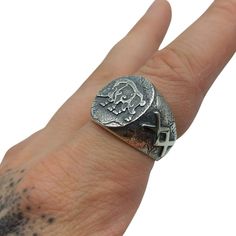 Boost your fertility with An Exclusive SILVER RING with Ingwaz rune Do you feel like something is missing from your hand? Check out the unique handmade silver signet ring from Viking Jewelry collection, and consider your craving for something out of ordinary to wear has fulfilled. The Freyr boar silver ring, inspired by Viking age, are perfect choice for people who want to express the identity without any reason to show off. On the top of ring, there is an image of Freyr’s boar. In Norse mytholo Symbolic Sterling Silver Stamped Signet Ring, Symbolic Stamped Signet Ring In Sterling Silver, Symbolic Stamped Sterling Silver Signet Ring, Silver Symbolic Signet Ring For Promise, Silver Symbolic Skull Ring, Symbolic Silver Skull Ring, Symbolic Sterling Silver Stamped Rings, Symbolic Stamped Sterling Silver Rings, Symbolic Sterling Silver Open Skull Ring