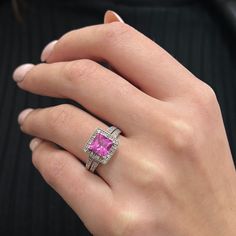 This Stunning Vintage Clyde Duneier Cid Ring Is Crafted In 10k White Gold. It Features A Center Pink Synthetic Gemstone: Weighing 2.00 Carats Surrounded With A Halo Of Tiny Round Cut Diamond Accents Weighing 0.20 Carat. Ring Size: 6.5. Total Weight: 3.75 Grams. Great Pre-Owned Condition. Comes With A Presentable Gift Box. Id: 029214 Ladies Ring, Pink Gemstones, Round Cut Diamond, Womens Jewelry Rings, Women Rings, Round Cut, Pink White, Gold Color, Halo