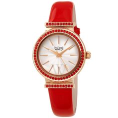 White Dial Watch, Watches Women Leather, Leather Strap Watch, Cheap Gifts, Crossbody Messenger Bag, Red Crystals, Wave Pattern, Ladies Watch, White Dial