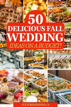 the cover of 50 delicious fall wedding ideas on a budget