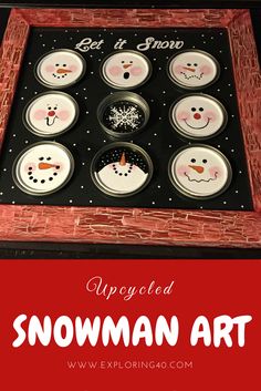 an up - cycled snowman art project for kids to do with their own hands