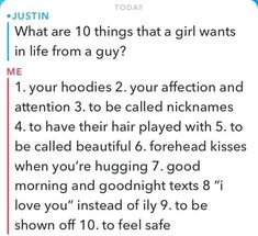 the text reads, what are 10 things that a girl wants in life from a guy?