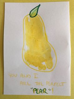 a piece of paper with a drawing of a pear on it that says, you and i are the perfect pear