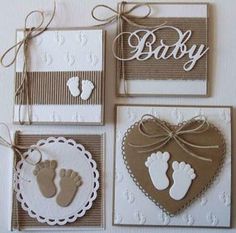 some cards with baby footprints on them