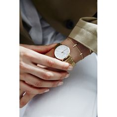 White - Gold women's watch - gold strap. Eco Drive Watches, Army Watches, Affordable Watches, Elegant Aesthetic