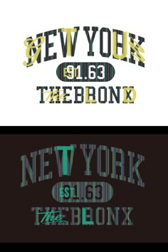 the new york subway logo is shown in three different colors and font styles, each with an