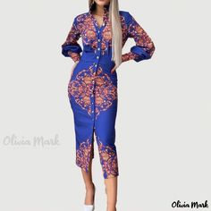 Olivia Mark - Fashionable and Personalized High Collar Long Sleeve Floral Maxi Dress Fitted Printed Maxi Dress For Work, Long Sleeve Floral Maxi Dress, Basic Skirt, Tube Top Dress, Women Long Sleeve Dress, High Neck Long Sleeve, Dress Shoes Womens, Printed Maxi, Types Of Skirts