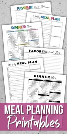 meal planning printables with the words, dinner plan and other items on it