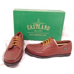 Eastland Men's Camp Shoes * Model: Eastland Falmouth Tan 7765-04w * Memory Foam Comfort Foot Bed * Hand Sewn Construction * Shock Absorbing Outsoles Color- Tan Material- Leather Uppers, Balance Man Made Condition- New With Box Size- Men's 8.5 W (Wide) Classic Outdoor Leather Shoes With Moc Toe, Classic Moc Toe Leather Shoes For Outdoor, Classic Plain Toe Leather Shoes For Outdoor, Camp Shoes, Eastland Shoes, Camping Shoes, Shoes Model, Falmouth, Loafers Men