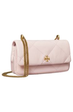 The iconic logo clasps the front of a smart quilted bag swung from a chunky chain strap. Magnetic-snap flap closure Shoulder strap Leather Imported Expensive Bag, Purse Essentials, Tory Burch Kira, Organized Storage, Girly Bags, Fancy Bags, Pretty Bags, Designer Crossbody Bags, Cute Purses