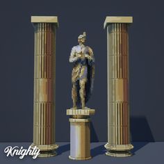 an image of a statue that is in the middle of some pillars