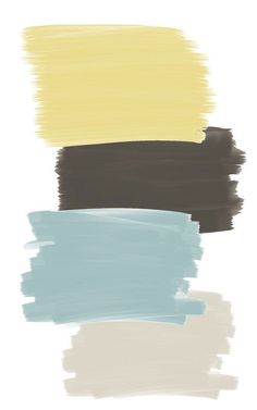 three different shades of brown, yellow and blue