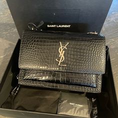 Like New Worn Twice Black Ysl Bag, Ysl Bags, Saint Laurent Bags, Latest Bags, Yves Saint Laurent Bags, Saint Laurent Paris, Envelope Bag, Rose Gold Hardware, Saint Laurent Bag