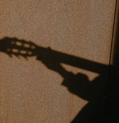 the shadow of a person's hand holding an object in their left hand on a brown surface