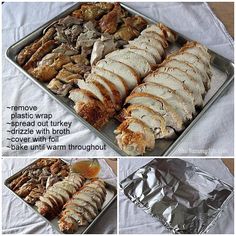 several different types of meats are being prepared on a sheet of tin foil and then put in the oven