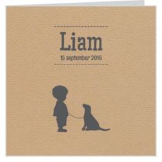 a card with the silhouette of a boy and his dog on it that says, i am