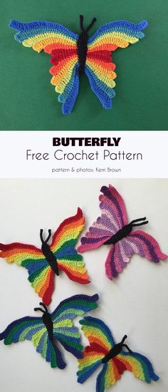 crochet butterfly pattern with three different colors