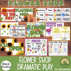 flower shop dramatic play with flowers and words