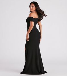 Special OccasionEmbody classic Old Hollywood glamour in the Samantha formal long dress destined to be your plus one for red-carpet events and cocktail parties! She features an off-the-shoulder, sweetheart neckline with short-sleeve cuffs, and a front-side ruched seam and high-cut slit to accentuate your curves and show some skin along her mermaid silhouette. The formal dress is composed of a stretch crepe-lined fabric. Style with statement to complete your dressy look!Fit & Features Off-the-shoulder, sweetheart neckline Short-sleeve cuffs Front-side ruched seam, high-cut slit Mermaid silhouette Floor-length hem Lined crepe fabric, moderate stretch Strapless or sticky bra recommended Runs true to size Hunter Dress, Formal Long Dress, Windsor Dresses, Cocktail Parties, Dinner Dress, Old Hollywood Glamour, Hollywood Glamour, Crepe Fabric, Sheer Lace