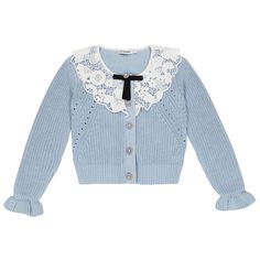 Self Portrait Blue Cotton Knit Jacket /Cardigan Kids Baby Blue New With Tags Size: 6 To 7