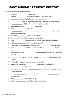 the past simple present perfect worksheet for grade 1 students to practice their english speaking skills