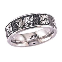 Titanium Welsh Dragon & Celtic Knot Wedding Ring Anniversary Silver Rings With Laser Engraving, Stainless Steel Rings With Engraving Option For Wedding, Silver Laser Engraved Jewelry For Wedding, Stainless Steel Wedding Rings With Engraving Option, Wedding Rings With Engraving Option In Stainless Steel, Celtic Knot Wedding, Dragon Wedding, Welsh Dragon, Celtic Knot Designs