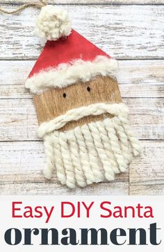 an easy diy santa ornament made out of yarn