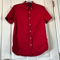 Solid Red Button Up Shirt From Forever 21. Size Is Small. Never Worn. Buttons In Tact . Shirt Appears Redder In Photos. Forever 21 Short Sleeve Tops With Button Closure, Forever 21 Collared Tops With Button Closure, Forever 21 Collared Top With Button Closure, Red Cotton Button-up Short Sleeve Shirt, Forever 21 Short Sleeve Summer Shirt, Forever 21 Summer Short Sleeve Shirt, Red Button Up, Red Short Sleeve Shirt, Red Button Up Shirt