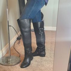 - Black Genuine Leather, Pull On Style, Over The Knee Boots - I Bought These From Nordstrom And Never Wore Them. Right Boot Is Still Wrapped. - Clean And Simple Design With Gunmetal Hardware Detail At Back - Shaft Height Measures 19" Bundle With "Free With Purchase" Items In My Closet! Items Are Cross Posted Bundle For Savings Feel Free To Ask Any Questions! Cheers! Happy Poshing! Smoke Free Home Pet Friendly Home Style Over The Knee Boots, Gunmetal Hardware, Chinese Laundry Shoes, Chinese Laundry, Thigh High Boots, Tall Boots, Thigh High, Over The Knee Boots, Over The Knee