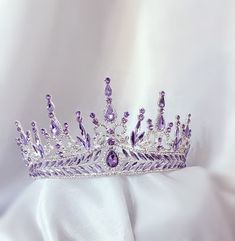 Purple Rhinestone Tiara, Victorian Purple Silver Tiara, Renaissance Tiara, Anna Cosplay Crown, Lavender Crown, Bridal Pageant Purple Crown - Etsy Lavender Crown, Purple Tiara, Victorian Crown, Victorian Purple, Anna Cosplay, Cosplay Crown, Quince Themes, Quinceanera Crown, Purple Crown