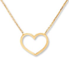 Outlined in warm 14K yellow gold, a heart suspends between cable chains in this romantic necklace for her. The necklace adjusts between 16- to 18-inches in length, and secures with a lobster clasp. Romantic Necklace, Signature Necklace, Gold Stock, Jewelry Education, Jewelry Advice, Necklace For Her, Kay Jewelers, Gold Necklace Women, Accessories Jewelry Necklace