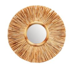 Handmade Sunburst Wicker Wall Mirror (5642706747549) Reed Wall, Rattan Wall Decor, Woven Basket Wall, Wicker Mirror, Wicker Wall, Elegant Mirrors, Basket Wall Decor, Wall Art Wallpaper, Round Wall Mirror