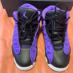 Jordan 13 Retro Purple Venom Size 12 Child. Never Worn. Sneaker Jordan, Retro 13, Shoes Jordan, Jordan 13 Retro, Jordan 13, Kids Jordans, Kids Sneakers, Purple Black, Venom