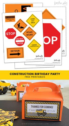 construction birthday party printables for kids to play with and do on the road