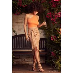 This Classic, Sleek Faux Wrap Skirt Is Both Classy Enough For Work But Also Flirty Enough For A Night Out! It Is Brand New With Tags. Trendy Skirts Midi, Midi Wrap Skirt Outfit, Tan Skirt Outfit, Wrap Skirt Outfit, Skirt Outfit Summer, Take The Chance, Asymmetrical Midi Skirt, Skirt Asymmetrical, Wrap Midi Skirt