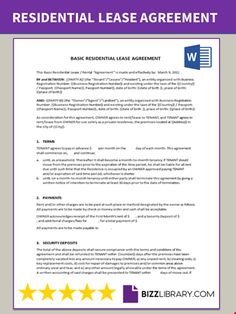 the residential leases agreement is shown in purple and white, with five stars on each side