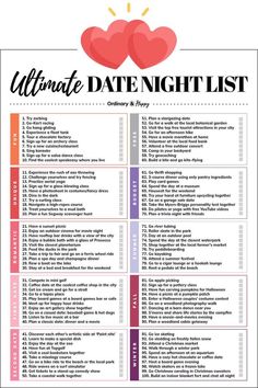 Date Night Checklist, Plan A Date Night For Him, Cute Dating Ideas, 222 Date Idea, Date Night List Ideas, Date Ideas That Start With A, Date Ideas For Birthday, Types Of Dates For Couples, Mystery Date Ideas