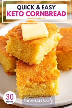 quick and easy keto cornbreads with butter on top are the perfect low carb dessert