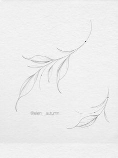 an ink drawing of leaves on paper with the words ellen autumn written in white letters