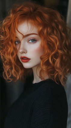 #CurlyHair #HairStyle #CurlyHairStyle #WomenHairStyle #WomenCurlyHair #WomenCurlyHairStyle Ginger Brown Curly Hair, Copper Curly Hair, Copper Peach Hair, Medium Curly Bob, Curly Hair For Women, Copper Bob, Redhead Hair Color, Ginger Makeup, Copper Hair Color Ideas