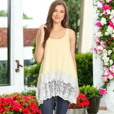 Introducing the Catalina Embroidered Sleeveless Tunic, a versatile piece that effortlessly combines elegance with casual chic. This floral tunic features delicate embroidery and lace details, making it perfect for both standalone wear and layering under other garments. Chic Spring Tank Top With Lace Patchwork, Spring Sleeveless Tank Top With Contrast Lace, Sleeveless Tank Top With Contrast Lace For Spring, Summer Sleeveless Tank Top With Contrast Lace, Summer Lace Top For Layering, Sleeveless Tank Top With Lace Patchwork, Casual Lace Patchwork Sleeveless Tank Top, Delicate Lace Tank Top For Spring, Summer Lace Top With Lace Trim For Layering