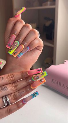 Summer Nails Black Women, Colorful Nail, Drip Nails, Colorful Nails, Dope Nail Designs, Exotic Nails