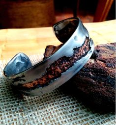 * Hammered and patinaed copper inlay in stainless core* 1.03"x 0.12" (26mmx3mm) wide and thick.  0.75" Wide is available on the option.*Brushed.  If you want Shiny Polished, leave shiny on the Note.*Measure your whole wrist and mark it on the option. Artisan Silver Copper Cuff Bracelet, Artisan Silver-colored Copper Cuff Bracelet, Artisan Silver Cuff Bracelet In Copper, Silver Artisan Cuff Bracelet In Copper, Rustic Cuff Jewelry For Gifts, Rustic Cuff Jewelry As A Gift, Rustic Cuff Jewelry Gift, Rustic Handmade Cuff Bangle Bracelet, Rustic Bangle Cuff Bracelet As Gift