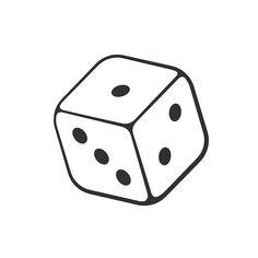 a black and white drawing of a dice