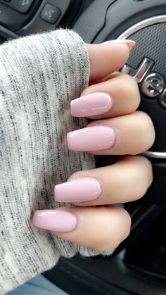 Acrylic Nails Pale Pink, Acrylic Nails Coffin Pearl Pink, Pale Pink Coffin Acrylics, Bubble Gum Pink Nails Acrylic Coffin, Red Christmas Nails, Fun Nail Colors, Pink Acrylics