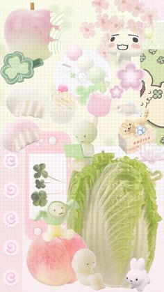 an image of some food and vegetables on a pink background with words that read, lettuce